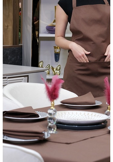 Dream Kumaş Peçete Modelleri Leke Tutmaz Kumaş Peçete Çeyiz Seti 6lı Paket Kahverengi