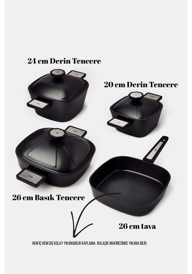 Brett 7 Parça Tencere Seti Siyah Siyah