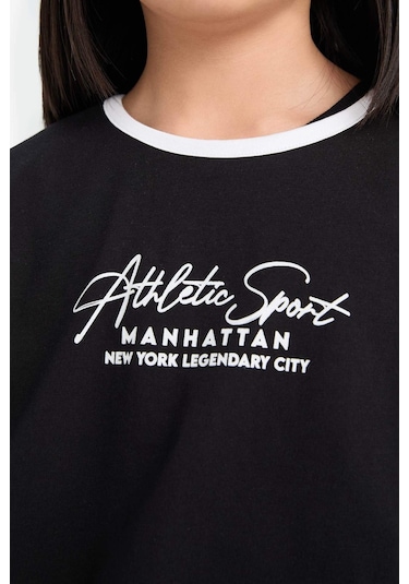 DeFacto Kız Çocuk Bisiklet Yaka Fitilli Kaşkorse Baskılı Kısa Kollu Elbise D2339A825SMBK81 Siyah DeFacto Kız Çocuk Bisiklet Yaka Fitilli Kaşkorse Baskılı Kısa Kollu Elbise D2339A825SMBK81 Siyah