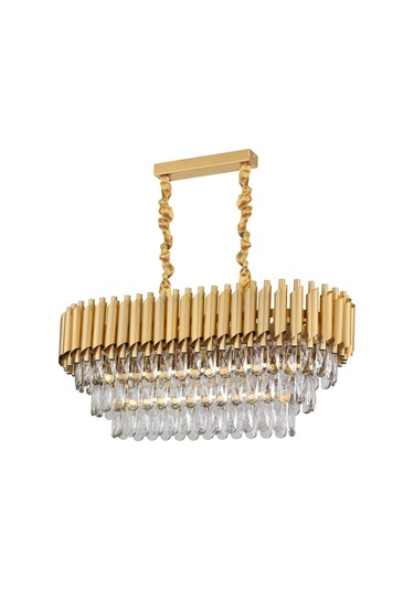 Palmira 75x35 Cm'lik 3 Katlı Prizma Kesim Kristal Taşlı Lüks Avize 6'lı - Sarı-yaldız Sarı Yaldız