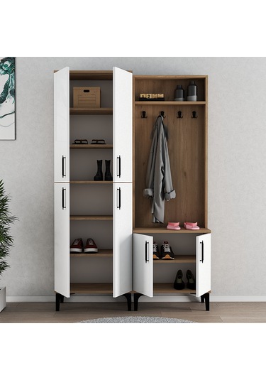 Ferniso Mobilya Portmanto+ayakkabılık Ceviz-beyaz Ferniso Mobilya Portmanto+ayakkabılık Ceviz-beyaz
