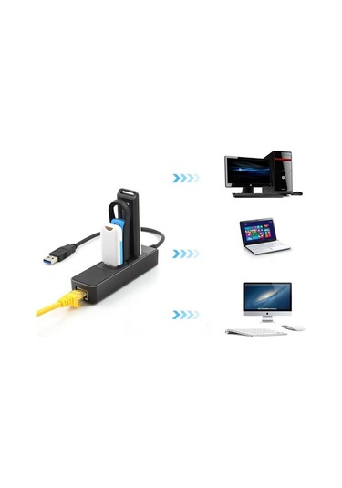 3 Port Usb 3.0 Hub Çoklayıcı Usb Gigabit Ethernet Rj45 1000Mbps