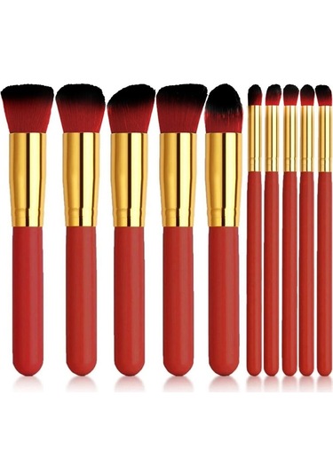 Fontenay Profesyonel Makyaj Fırça Seti Kırmızı 10'lu