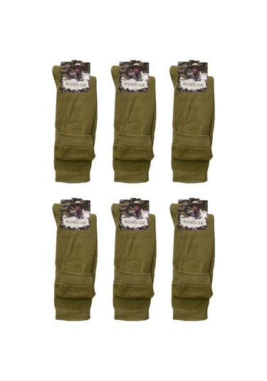 6'Lı Kışlık Havlu Asker Çorabı - 4 Mevsimlik Uzun Kışlık Asker Ço Haki