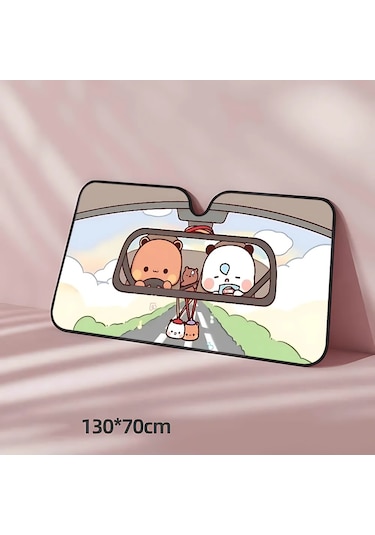 Goldenqian Panda Ayı B-bubu-dudu Araba Güneşliği Cam Araba Pencere Ön Cam Kapak Güneş Gölge Otomatik Visor Araba Aksesuarları Z9