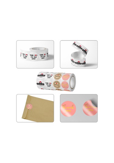 Mufunye Teşekkür Etiketleri, Yuvarlak 25mm, 500 Adet/rulo, Koli Paketleme İçin, Self-adhesive Sticker