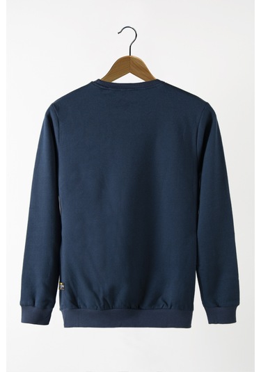 Erkek Lacivert Bisiklet Yaka Basic Düz Sweatshirt Lacivert