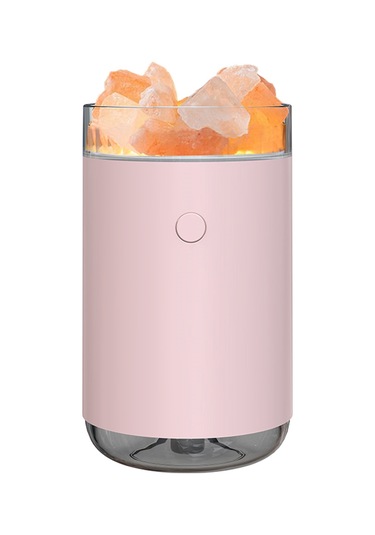 Skycity Pembe Usb Tuz Lambalı Nemlendirici, Renkli Işık Ve Aromaterapi Fonksiyonlu Yatak Odası Gece Lambası