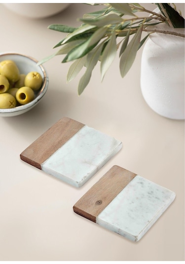 The Mia Nature Bardak Altlığı 2li Set Brk0118 Beyaz - Kahverengi