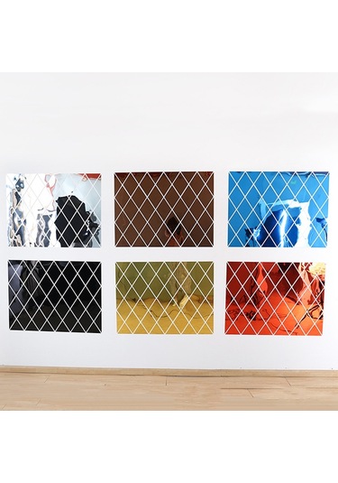 Sones Eşkenar Dörtgen Dikişli Arka Plan Akrilik Ayna Dekoratif Çıkartmalar, Özellikler: Kahverengi Büyük Diğer