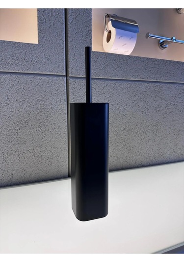 Tuvalet Fırçalık, Duvara Monteli - Mat Siyah Siyah