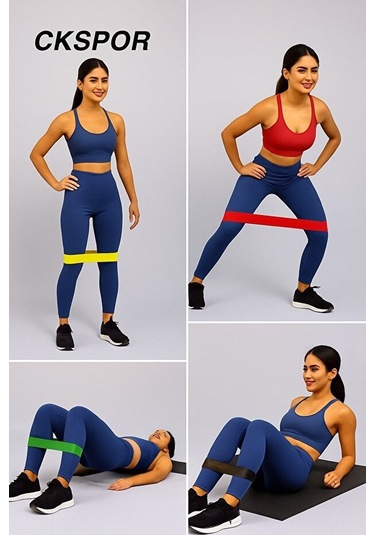 Aerobik Bant 5 Li Kademeli Dirençli Spor Lastik Seti Çok Renkli