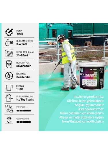 Alkoru 10 Adet 13 Kg Yeşil Likit Membran Avantaj Paket