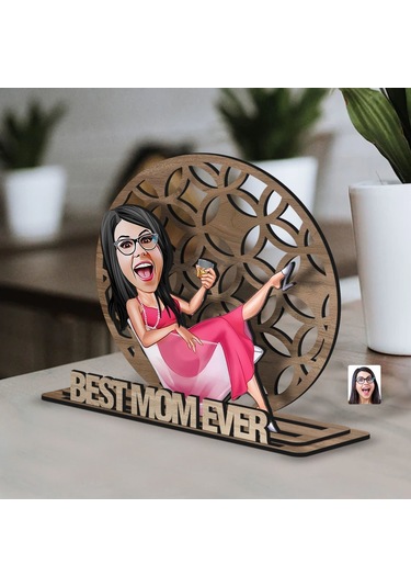 Bk Gift Kişiye Özel 3 Katmanlı Anne Karikatürlü Ahşap Biblo-6 Anneye Hediye, Anneler Günü Hediyeleri Kobitmeyen138162 Bk Gift