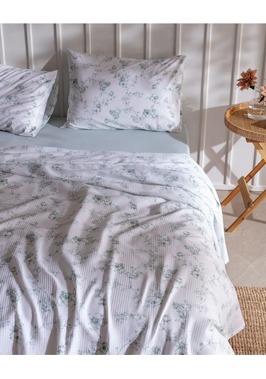 Madame Coco Tiny Çift Kişilik Ecocell Baskılı Pike Takımı - Haki 8684427201558 Çok Renkli