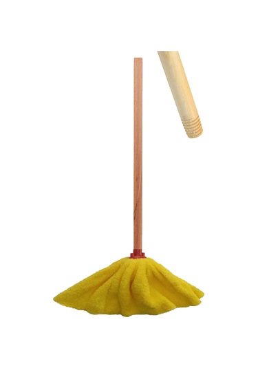 Color Wellsoft Mop Paspas Mop Yedek Ucu Ve Ahşap Sapı İle Takım