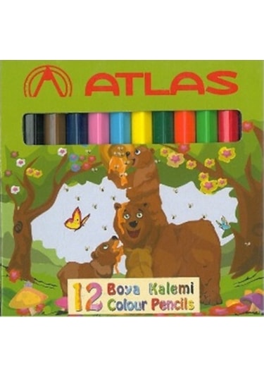 Atlas Kuru Boya Kalemi 12 Renk Yarım Boy Karton Kutu