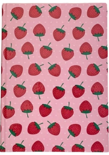 Çilek Temalı Planner Kartın Kapak Defter Pembe