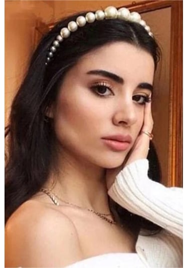 Kadın Büyük İncili Taç Saç Bandı Aksesuar Saç Tacı