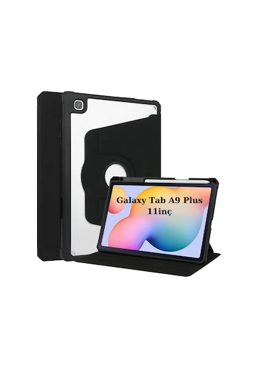 Samsung Galaxy Tab Uyumlu A9 Plus X210 X113 X115 X117 Kılıf Termik Kalem Bölmeli Dönebilen Standlı Kılıf