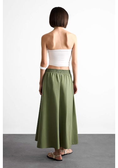 Defacto Esnek Belli Cepli Maxi Etek F7897ax25smkh258 Haki