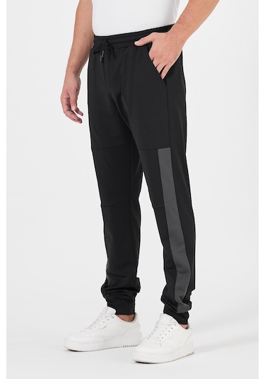 Erkek Siyah-Antrasit Standart Fit Normal Kesim Paça Ribanalı Cepli Rahat Jogger 2'li Eşofman Altı Mtlce101-2 Siyah - Antrasit