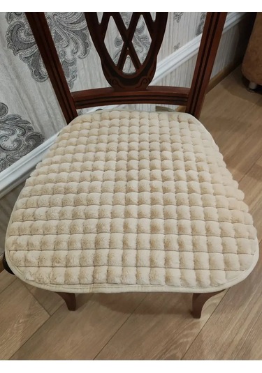 Burush Bağcıklı Kürklü Sandalye Minderi 50x50cm 143567542 Bej Açık