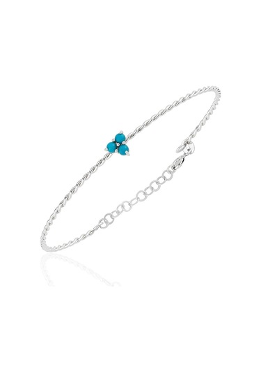 Gümüş Bilezik - Mini Firuzeli Burgu 925 Ayar Gümüş Bilezik Gümüş