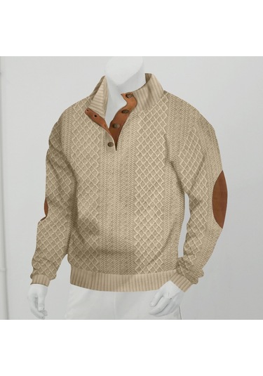 Erkek Sonbahar Dik Yaka Uzun Kollu Günlük Açık Hava Spor Gömleği Haki