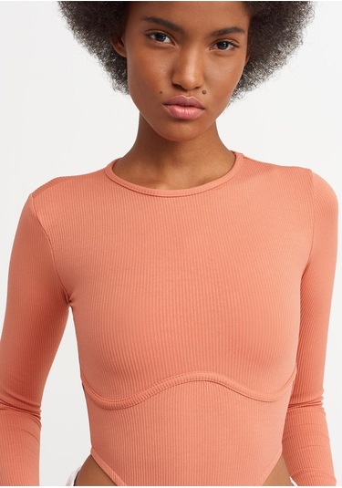 Dilvin 3664 Kadın Gül Pembe Bodysuit-11845 Gül Pembe