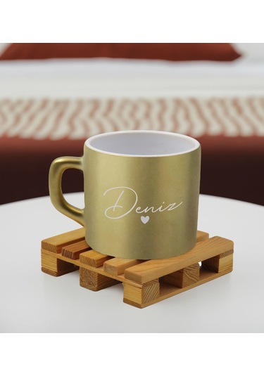 Bk Gift Kişiye Özel İsimli Gold Renkli Middle Çay & Kahve Fincanı-1, Arkadaşa Hediye, Sevgiliye Hediye, Doğum Günü Hediyesi Kobitmeyencom32487 Bk Gift