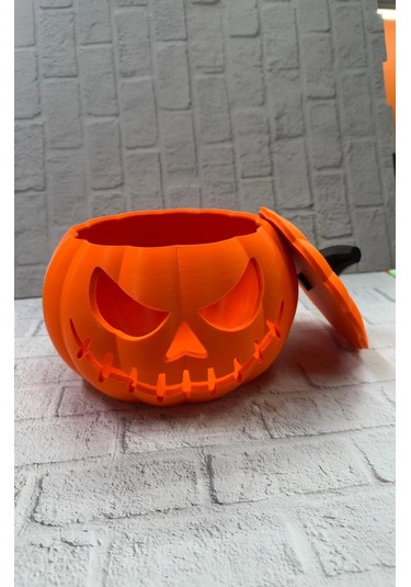 Bfs 21 Cm Kapaklı Balkabağı Kutu Konsept Dekor Şeker Saklama Kabı