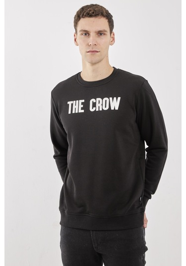Crow Siyah O-yaka Sweatshırt Siyah