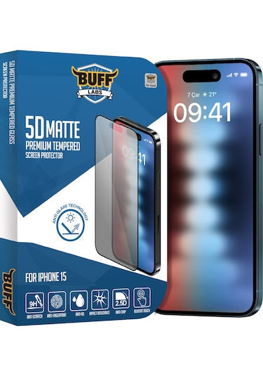 Buff Apple Uyumlu   iPhone 15 5d Matte Ekran Koruyucu