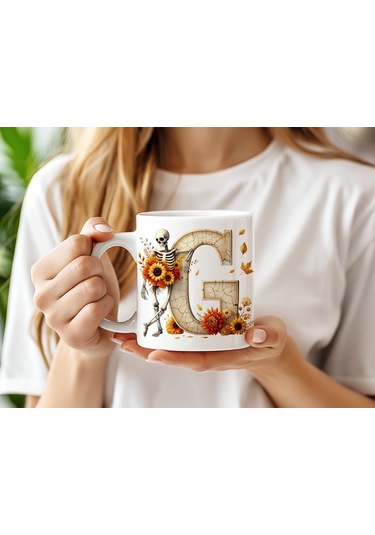 G Harfi Pembe Kareli Kalpli Göz Emojili Kupa Bardak Eğlenceli Kareli Tasarım Kahve Çay Kupası Beyaz