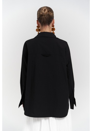 Phoebe Oversize Siyah Gömlek Siyah