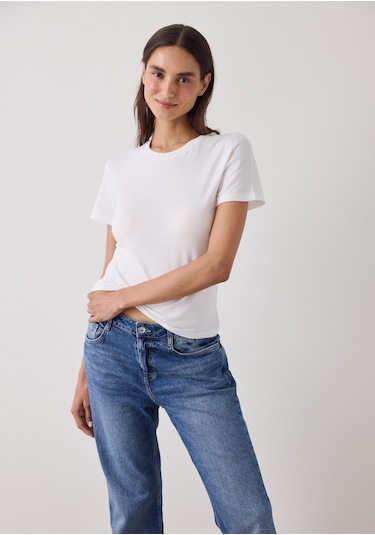 Penti Kırık Beyaz Essential Slim Fit Kısa Kollu Tişört