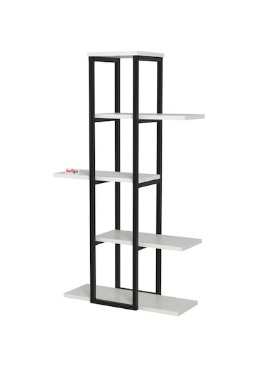 Bofigo 5 Raflı Çiçeklik Rafı Saksılık Standı Dekoratif Aksesuar Rafı Saksılık Papatya Beyaz Beyaz