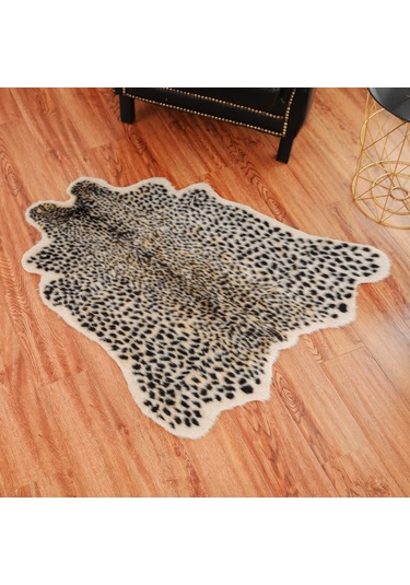 Wezone Leopar Desenli Dekoratif Halı - Oturma Odası, Yatak Odası, Çocuk Odası İçin 100x94 Cm - Gerçekçi Tasarım, Çok Amaçlı Kullanım