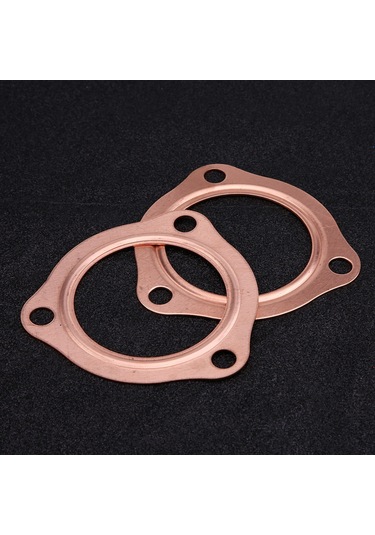 Kosona 2 Adet Bakır 2.5 İnç Üç Delikli Egzos Manifold Gasket - Dayanıklı, Yeniden Kullanılabilir, Direk Değişim