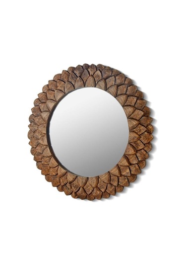 Setabianca Ahşap Çerçeveli Yuvarlak Petek Duvar Aynası 80 80 Cm Ahşap