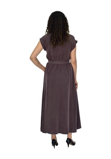 Kadın Beli Kemerli Elbise Bgl-st04639 Kahve