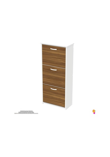 Modilayn West Asma Antre 52 X116x 26 Cm Lik 3 Düşer Kapak 6 Göz Bölmeli Ayakkabılık Ceviz - Beyaz