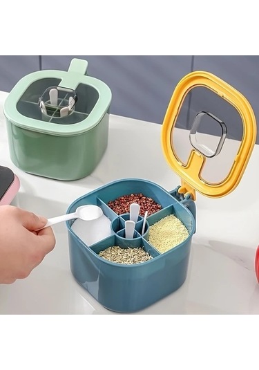 Trendooze Gaojunshop01 4'lü Baharat Kutusu Seti, Sarı Kapak, Dayanıklı Abs Mutfak Düzenleyici Sarı