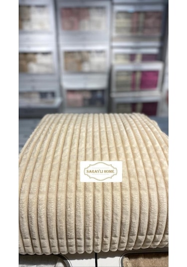 Saraylı Home Merinos Modern Line Yatak Örtüsü Krem