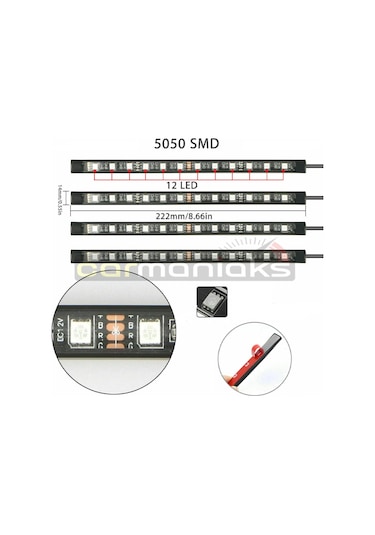 Araç Içi Ayak Altı Led Sese Duyarlı Led Müziğe Duyarlı 12 Led