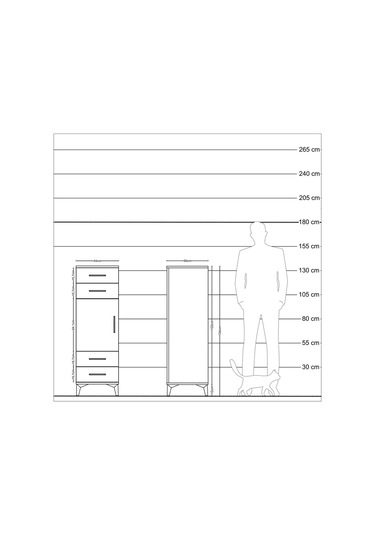 Kronos Dolap 2 Raflı 4 Çekmeceli Tek Kapaklı 44x59x134 Aytaşı-antrasit Aytası