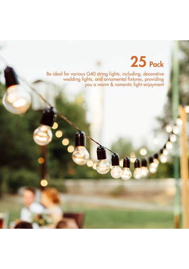 Lemestar 25 Adet G40 Tungsten Ampul, Ac230v 7w, Ip44 Su Geçirmez, 2100k Sıcak Beyaz Işık, E12 Taban, 360 Açılımlı, Dekoratif Işıklar İçin