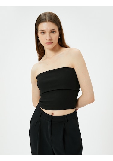 Koton Straplez Üst Kat Detaylı Ribanalı Slim Fit Siyah 4sak10698ek Siyah