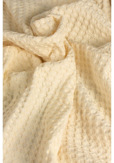 Vionel Home Pamuklu Waffle Desen Ponponlu Çift Kişilik Pike Krem